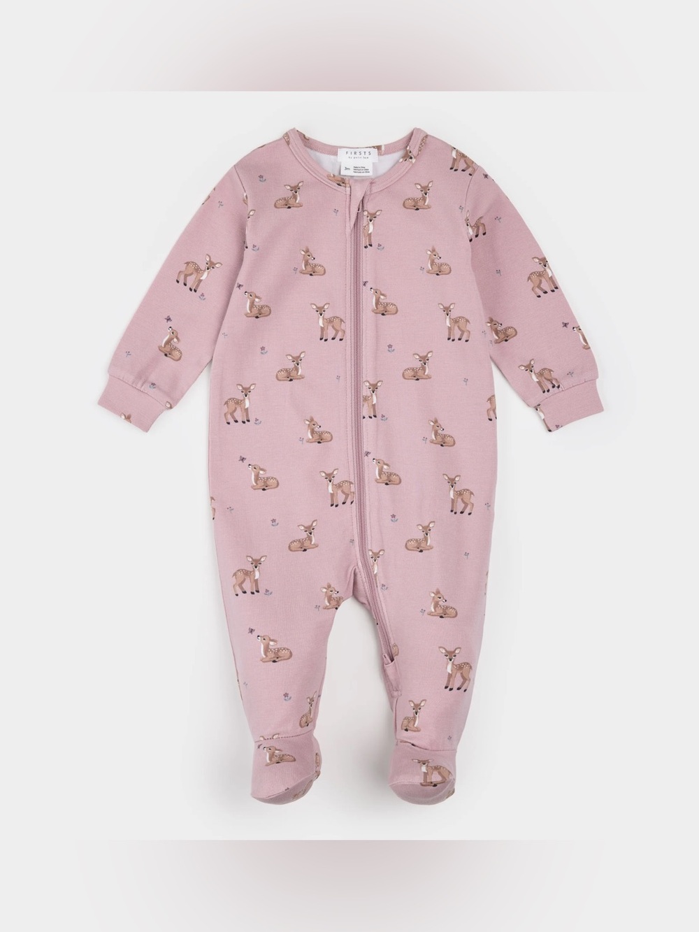 🦌 18 Mth Organic Fall Fawn Print on Twilight LunaKnit Sleeper by Petit Lem